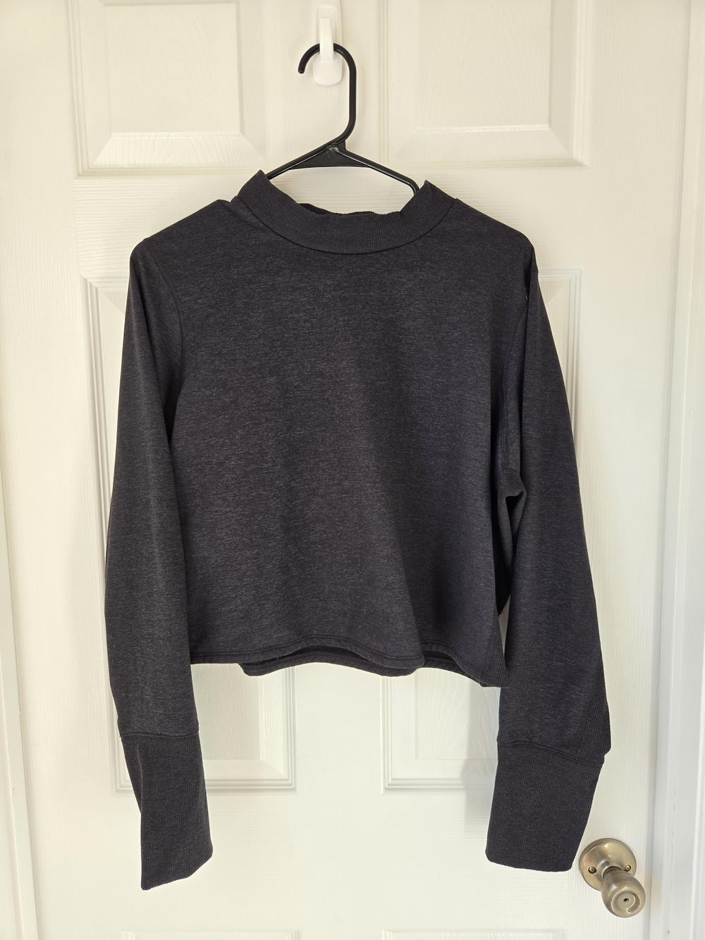 Old Navy Go-Dry Cozecore Charcoal Cropped Mock Neck Sweatshirt XXL Thumbholes